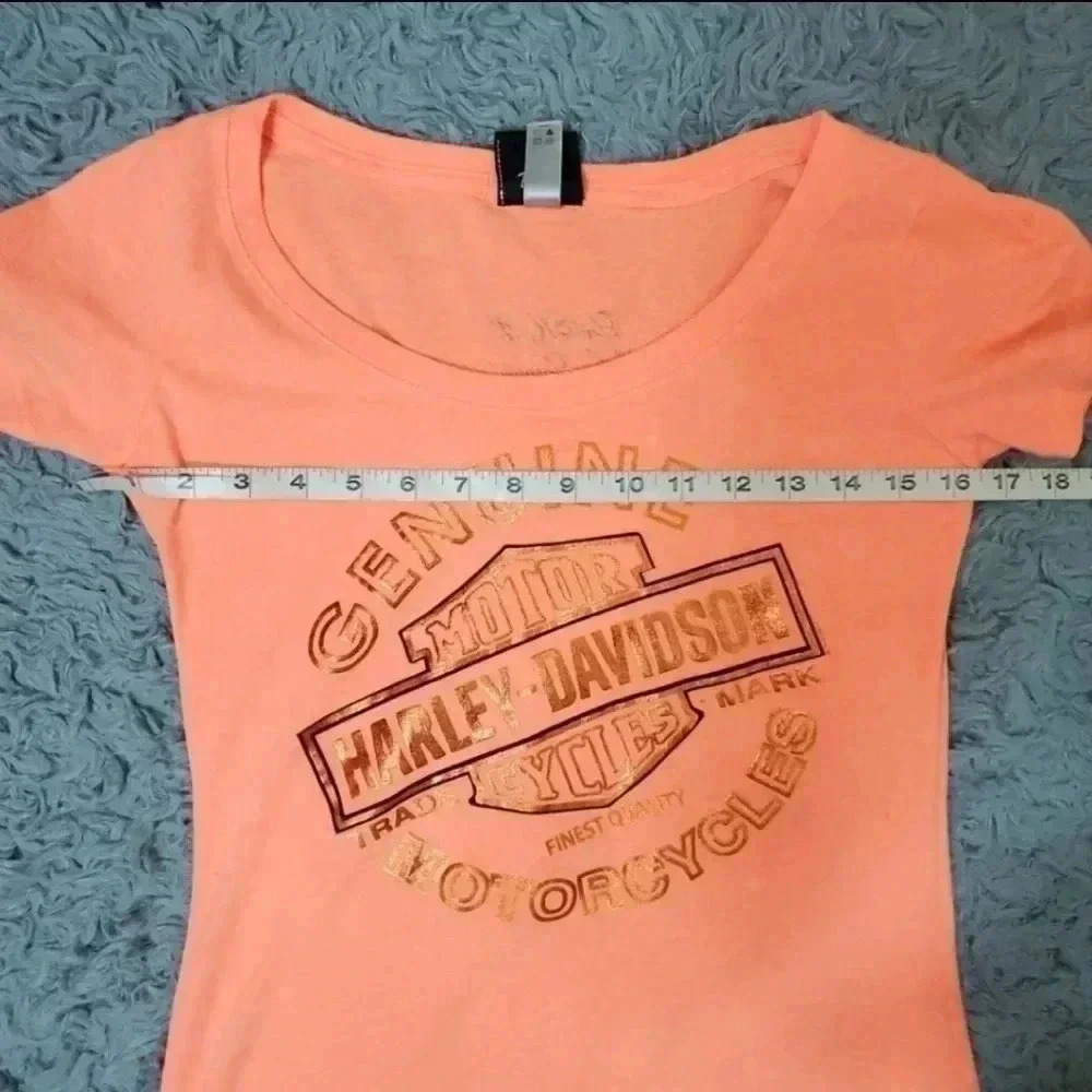 Harley Davidson Neon Orange tee. Size Medium - Picture 5 of 7
